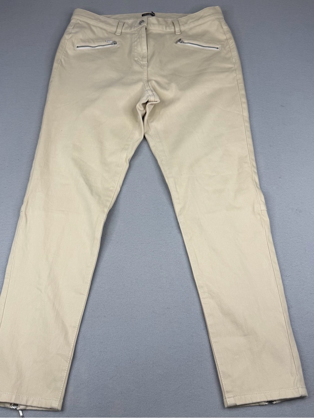 J. McLaughlin Cream Zip Ankle Skinny Jeans Women’s Size 10 Stretch